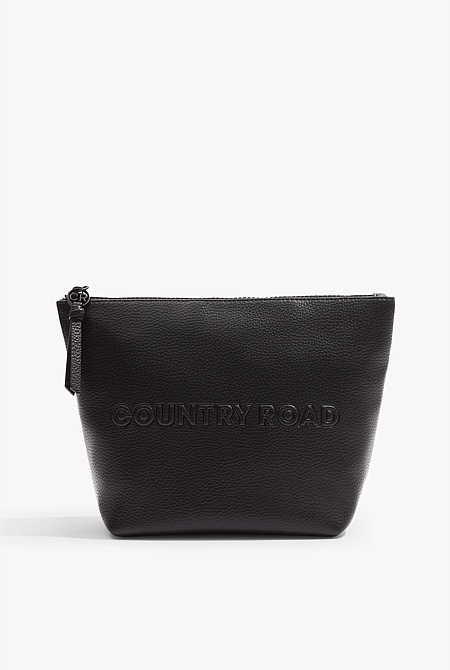 Black Branded Detail Tri Cosmetic Bag - Bags | Country Road