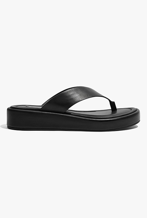 Black Leather Lucy Thong - Sandals & Thongs | Country Road