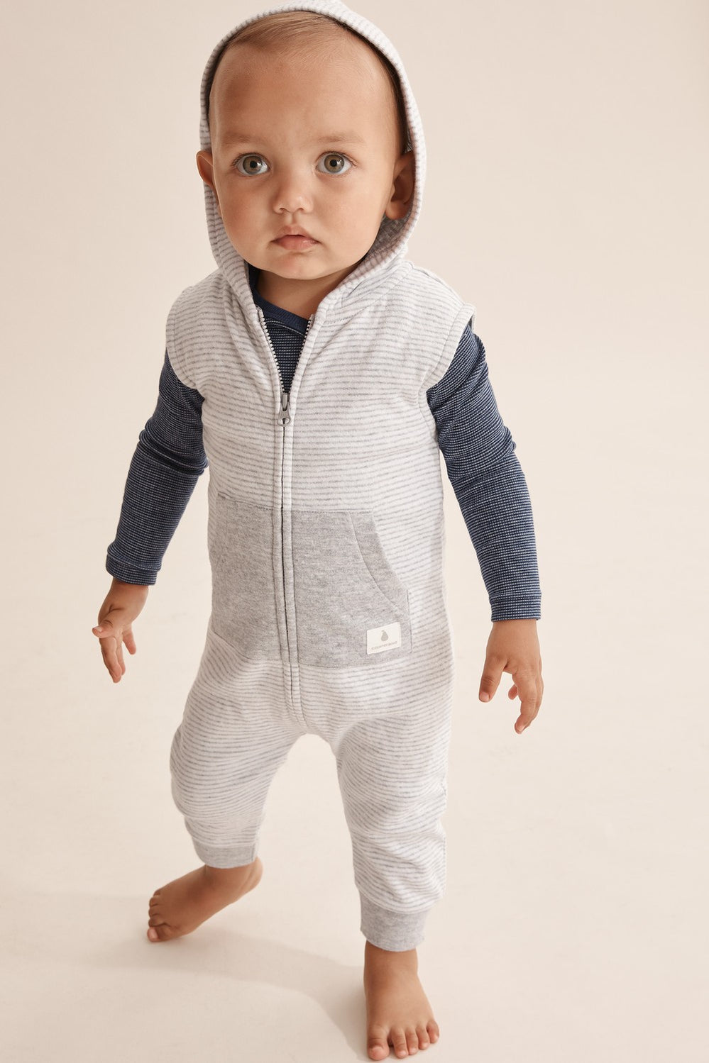 Unisex Double Faced Stripe Romper