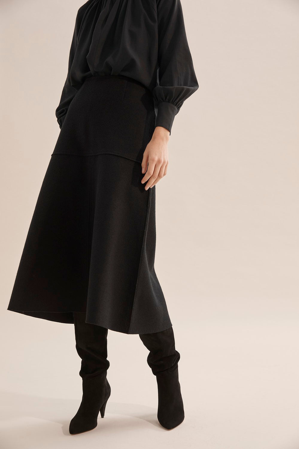 Panelled Wool Skirt
