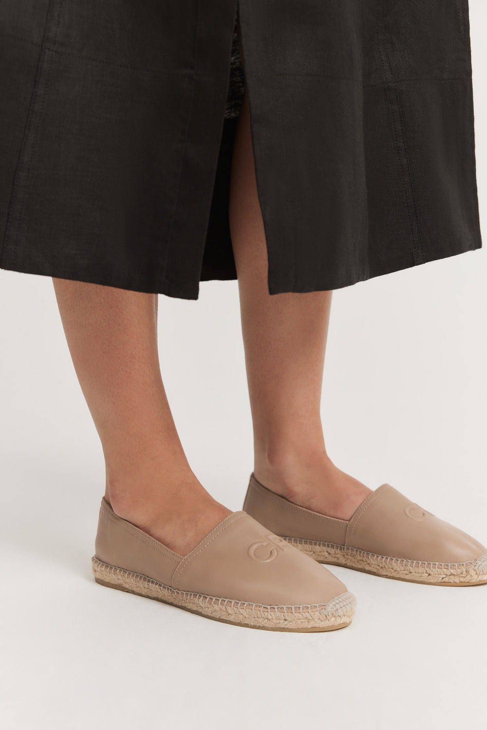Cr Logo Leather Espadrille