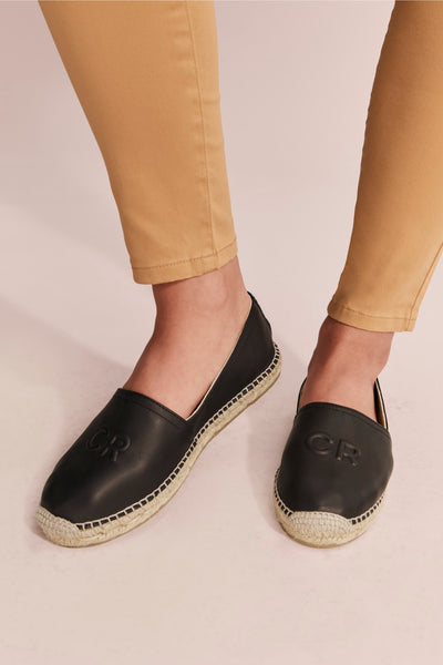 Cr Logo Leather Espadrille
