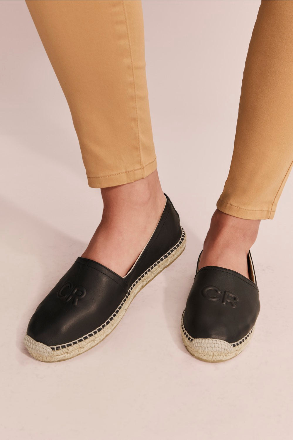 Cr Logo Leather Espadrille