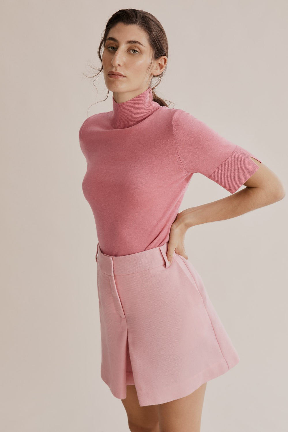 Merino Wool Silk Short Sleeve Knit