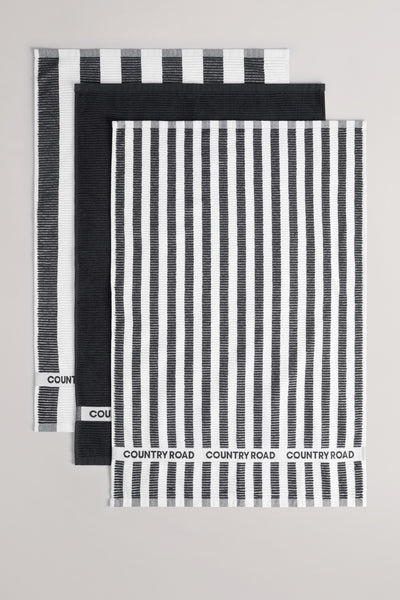 Cr Stripe Australian Cotton Tea Towel Pack Of 3