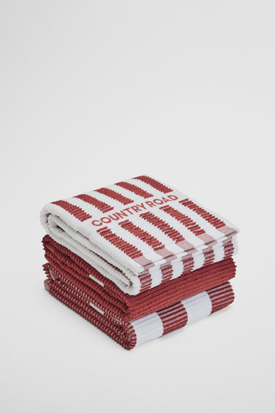 Cr Stripe Australian Cotton Tea Towel Pack Of 3