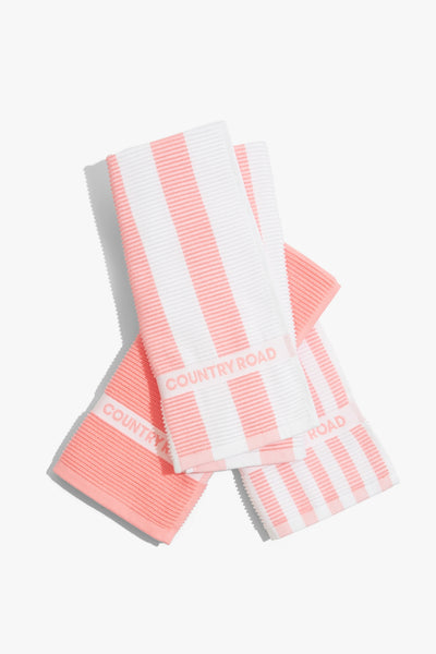 Cr Stripe Australian Cotton Tea Towel Pack Of 3