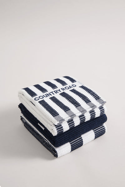 Cr Stripe Australian Cotton Tea Towel Pack Of 3