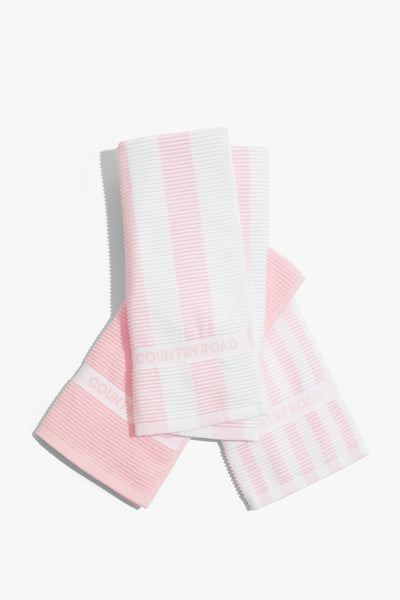 Cr Stripe Australian Cotton Tea Towel Pack Of 3