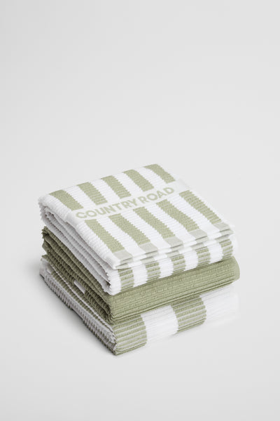 Cr Stripe Australian Cotton Tea Towel Pack Of 3