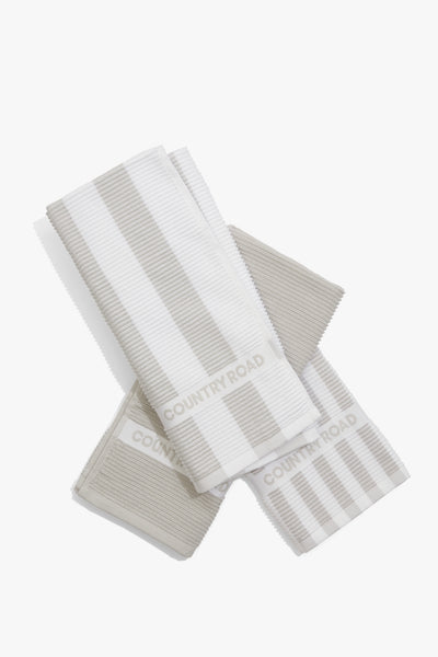Cr Stripe Australian Cotton Tea Towel Pack Of 3