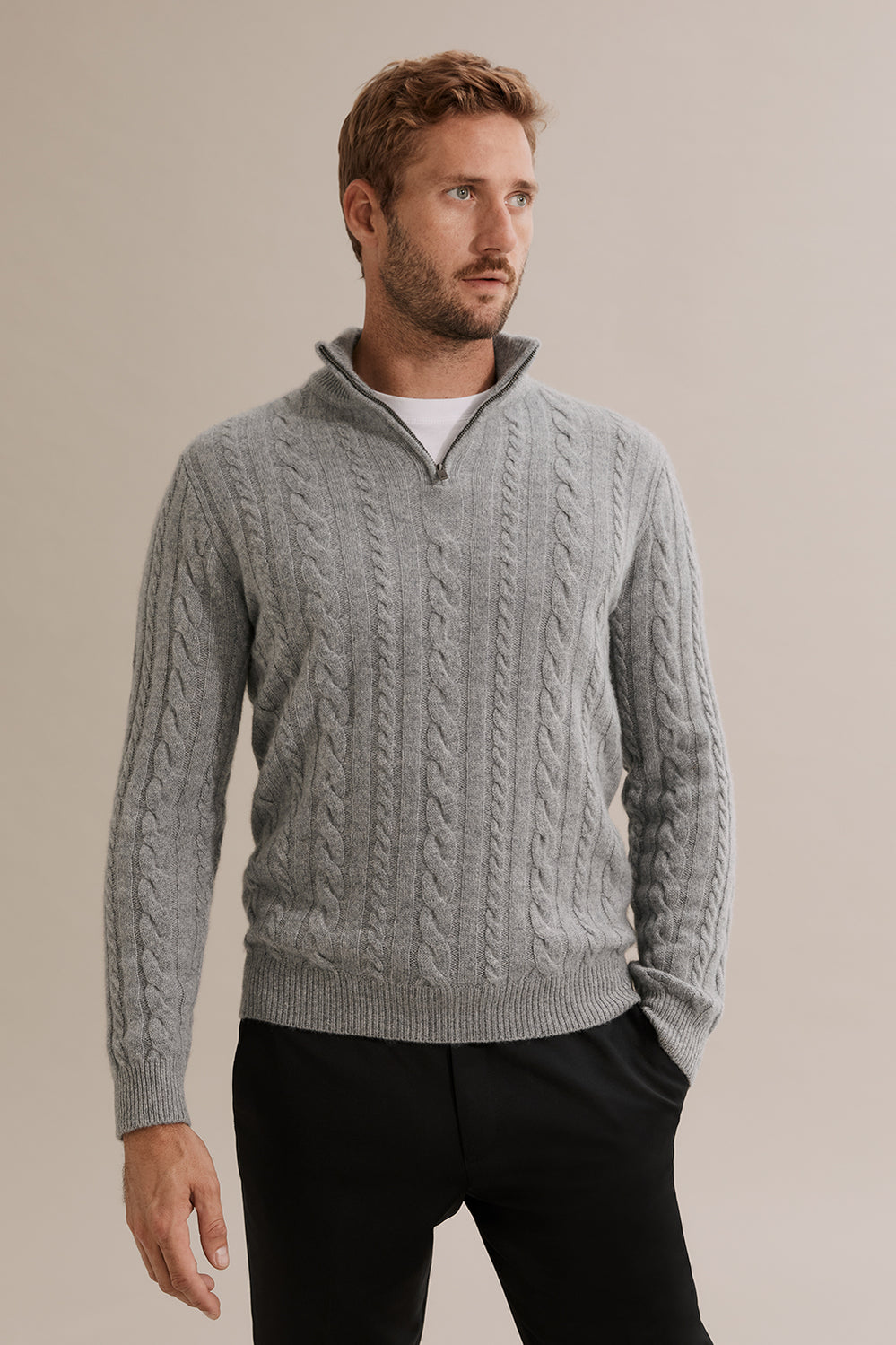 Responsible Cashmere Cable Half Zip Knit