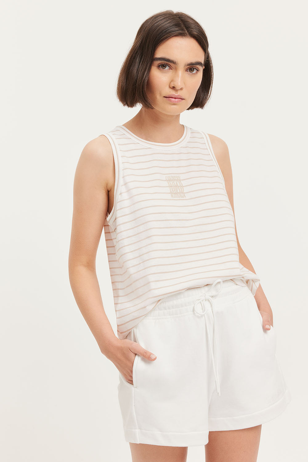 Cotton Cr Logo Stripe Tank
