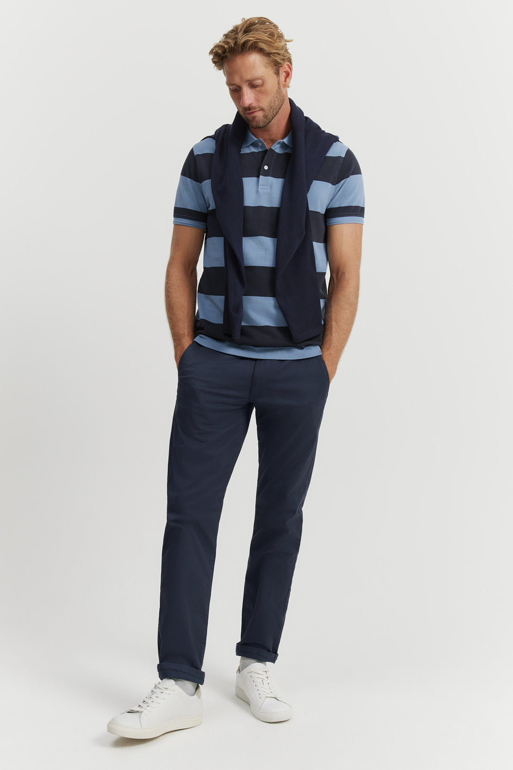 Cotton Stripe Pique Polo