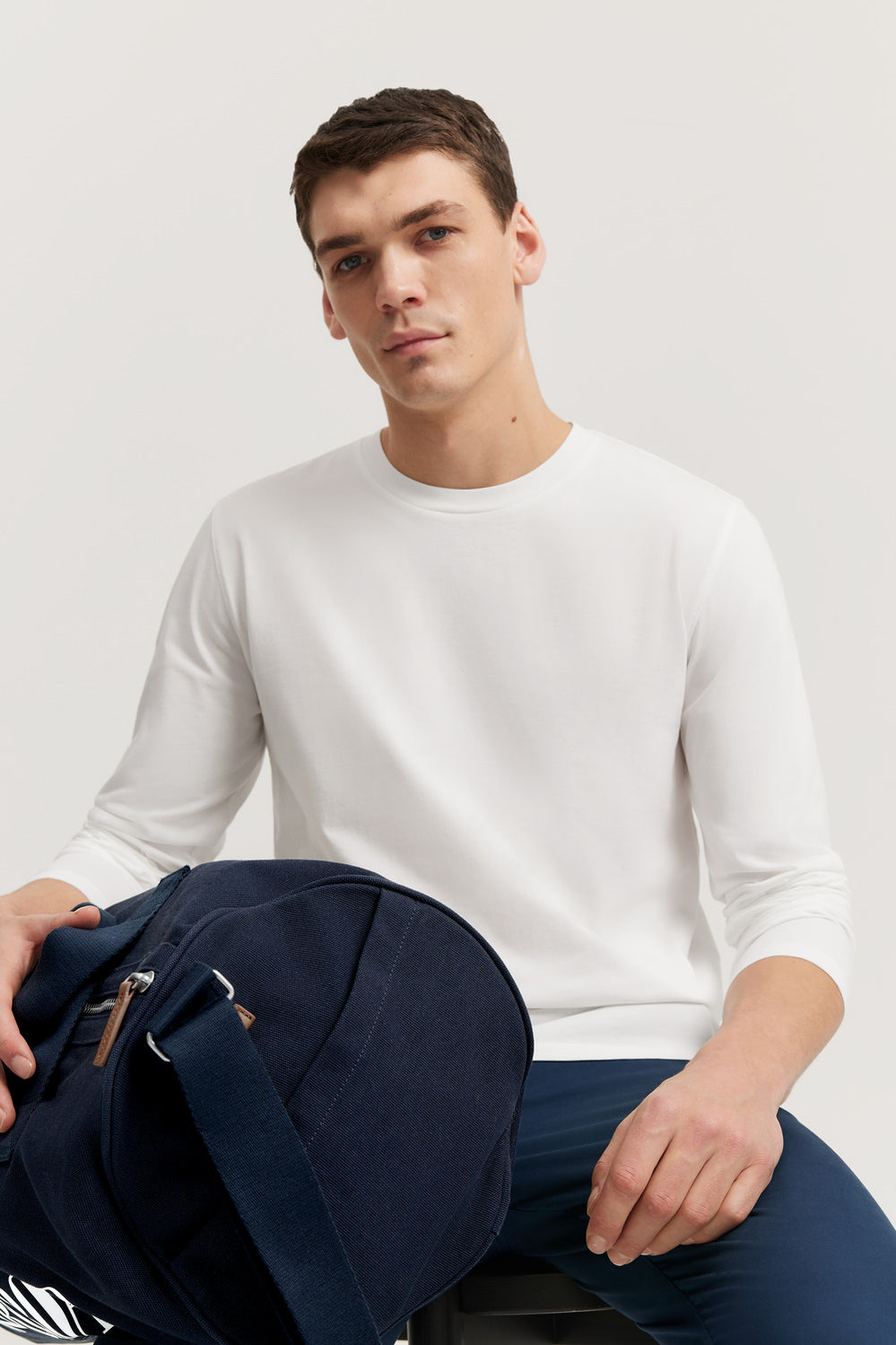 Cotton Long Sleeve Crew Neck T-Shirt