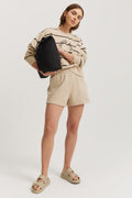 Cotton Stripe Round Logo Sweat