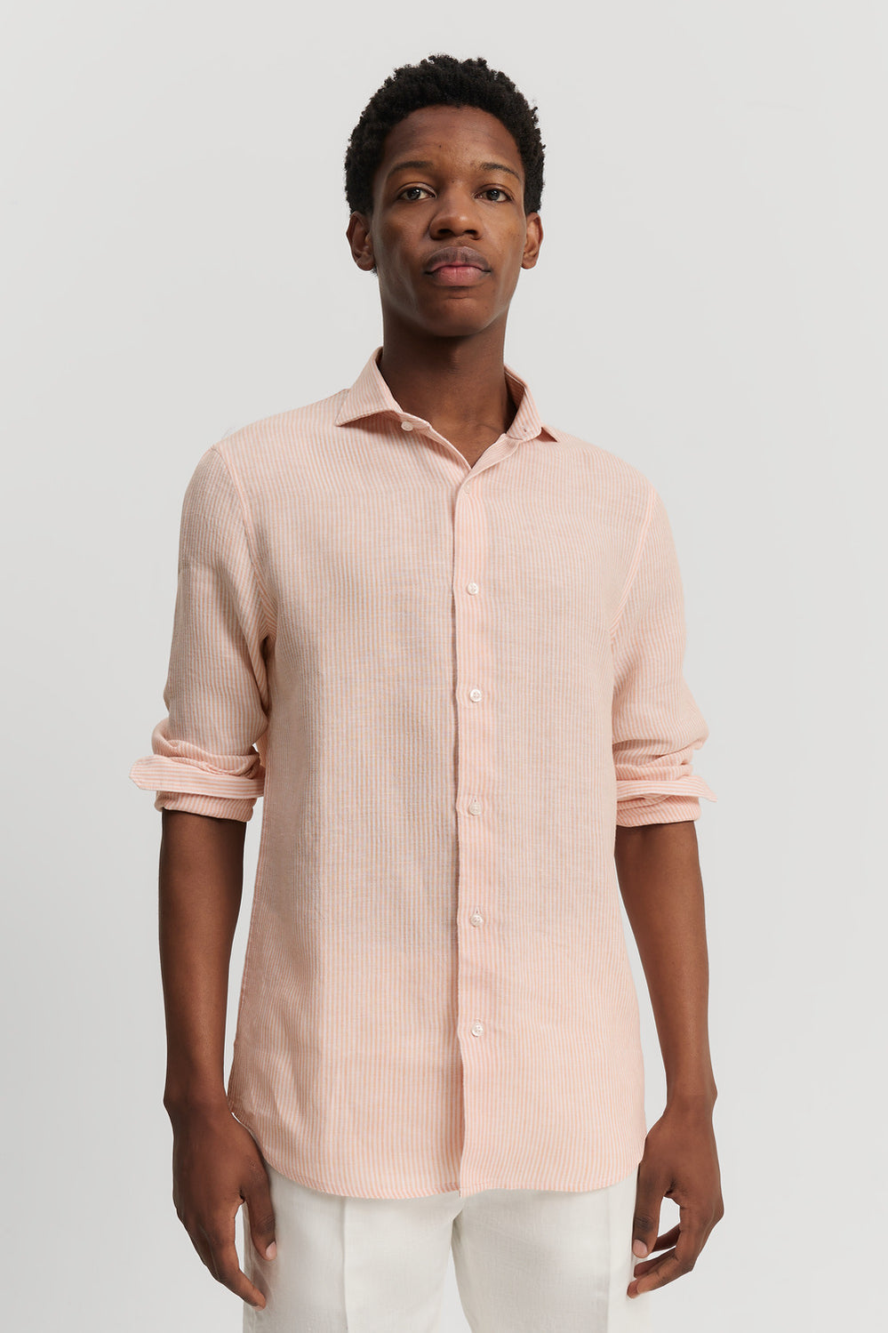 Tailored Fit Linen Stripe Shirt