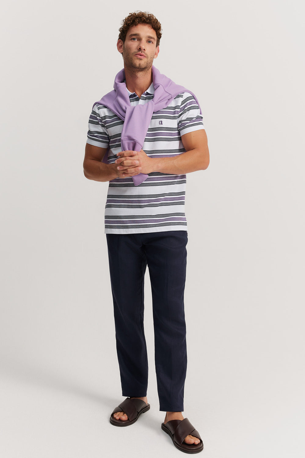 Cotton Stripe Pique Polo