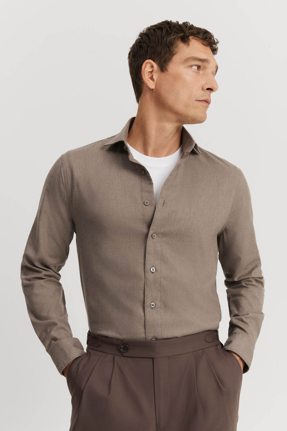 Tailored Fit Cotton Blend Shirt