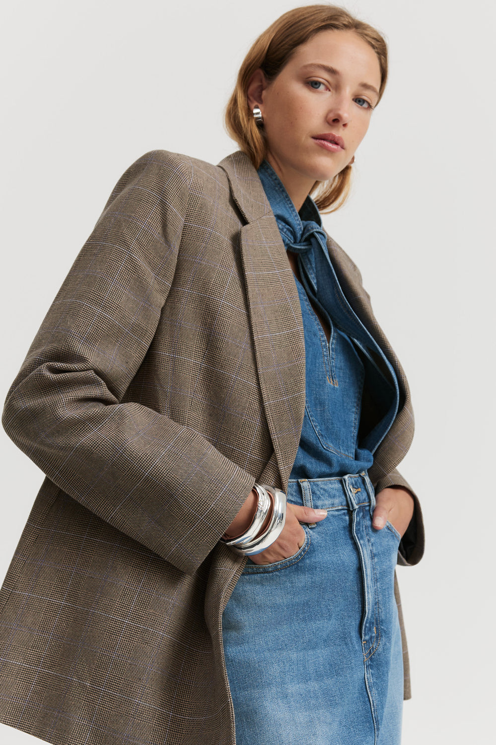 Twill Check Blazer