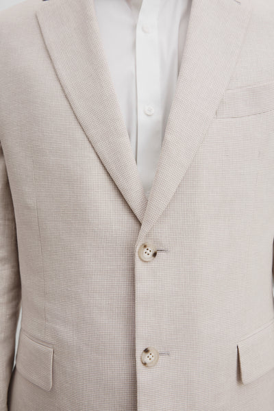 Regular Fit Linen Cotton Puppytooth Jacket