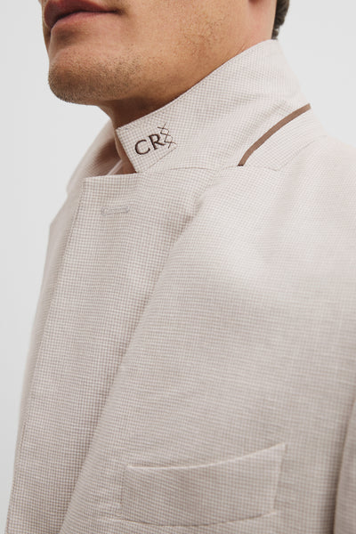 Regular Fit Linen Cotton Puppytooth Jacket