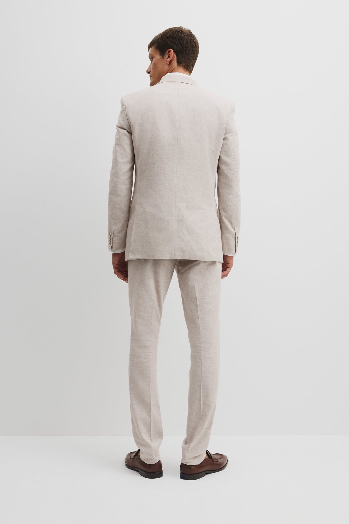Regular Fit Linen Cotton Puppytooth Jacket