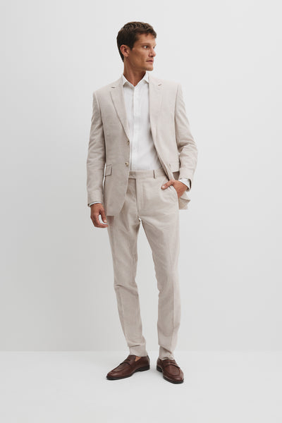 Tapered Fit Linen Cotton Pintuck Pant