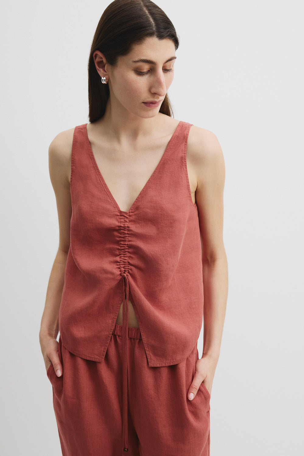 Linen Ruched Cami