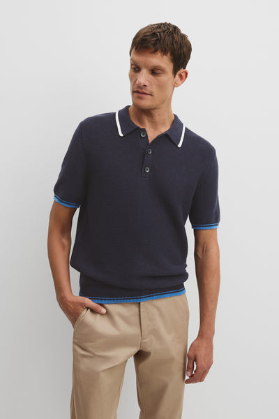 Cotton Linen Tipped Textured Polo