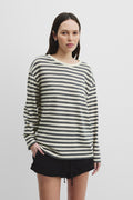 Cotton Stripe Long Sleeve Relaxed T-Shirt
