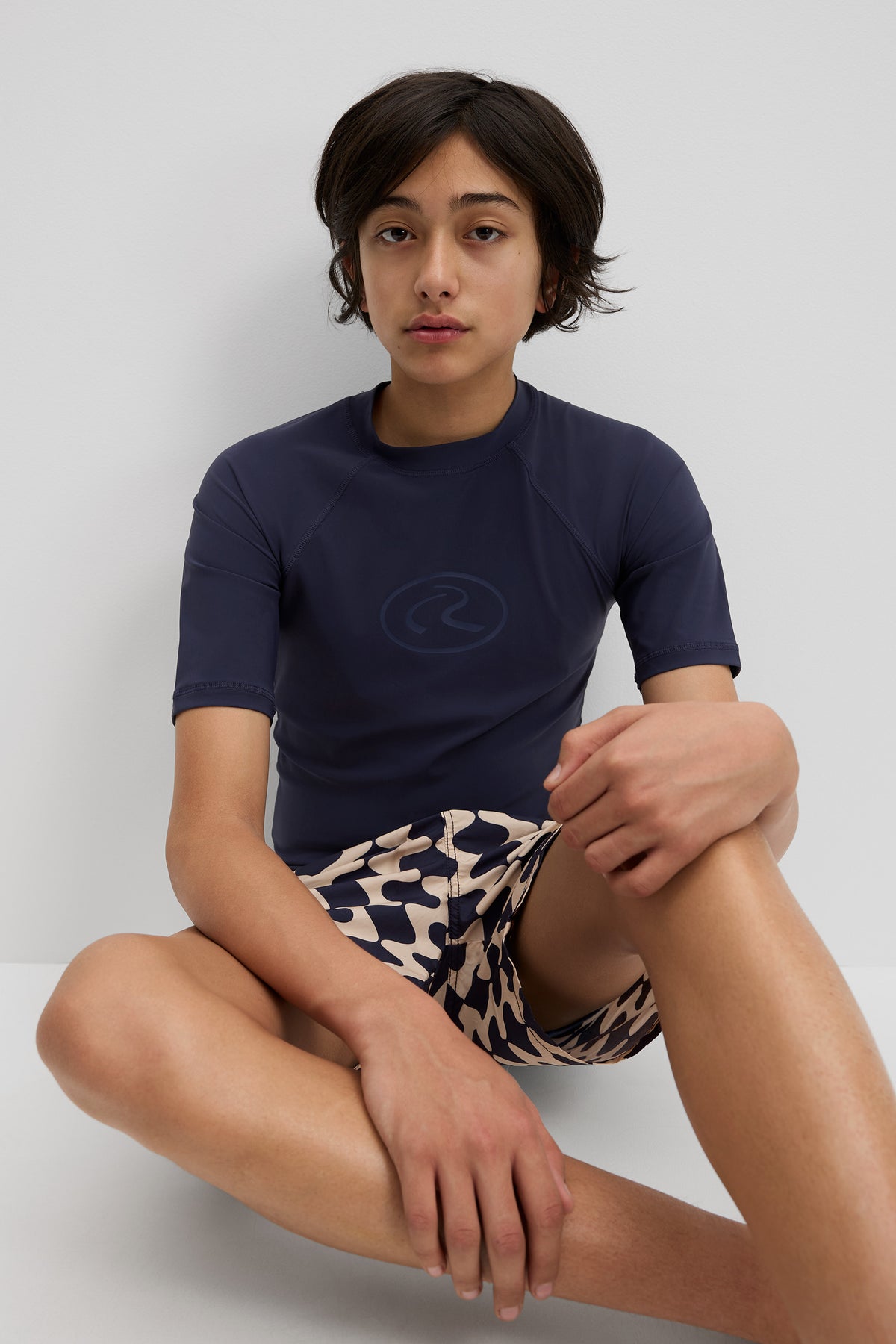 Teen Nylon Blend Short Sleeve Logo Rash Vest