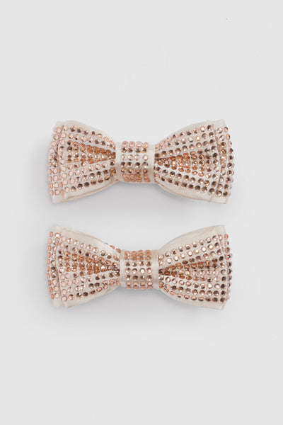 Crystal Bow Clips Pack Of 2