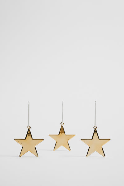 Metallic Star Glass Decoration Set of 3