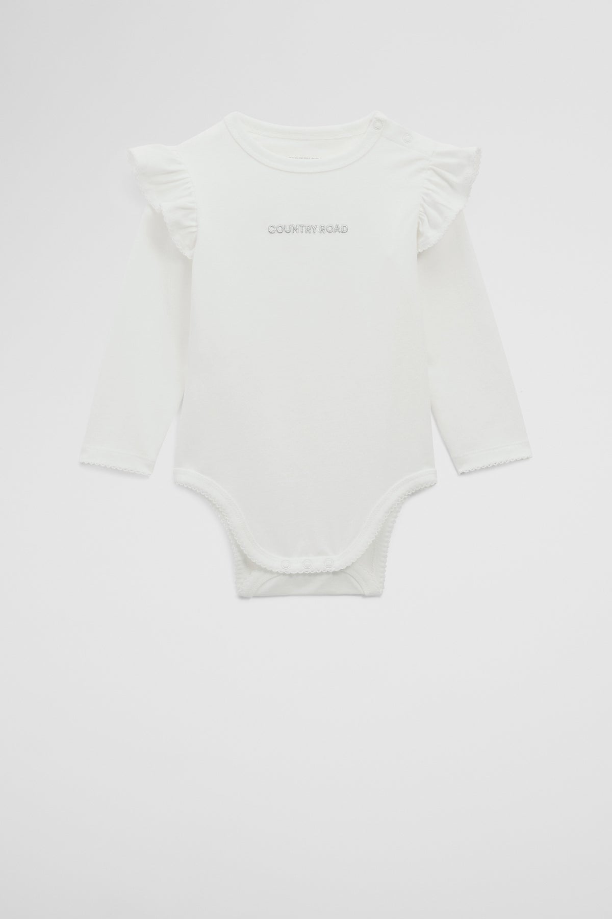 Cotton Frill Rib Long Sleeve Bodysuit