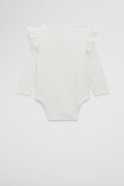 Cotton Frill Rib Long Sleeve Bodysuit