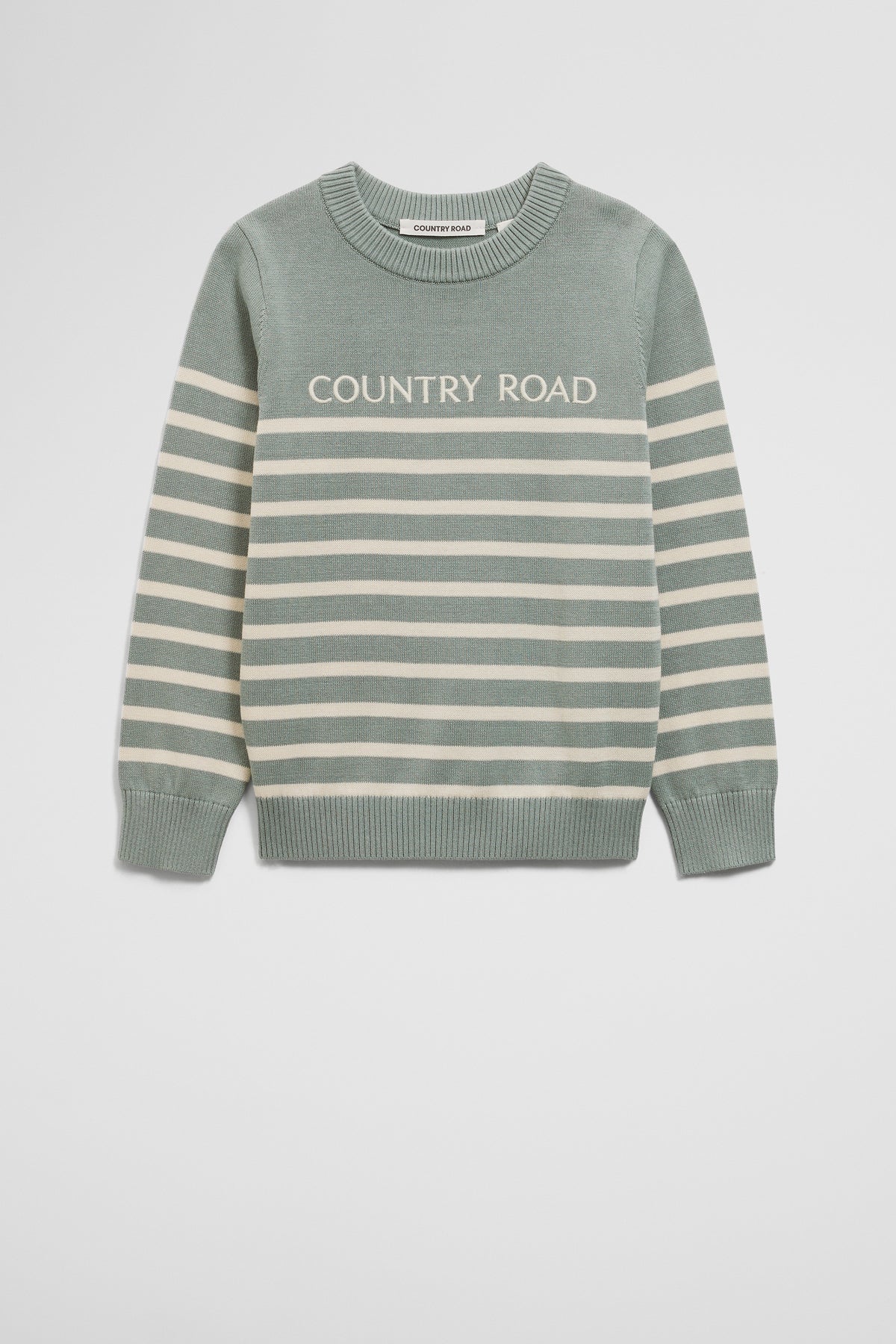 Cotton Stripe Logo Knit