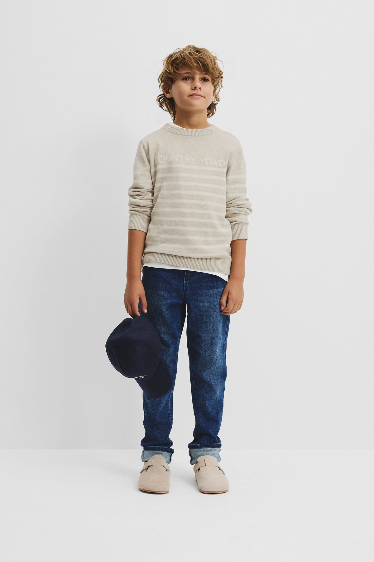 Cotton Stripe Logo Knit