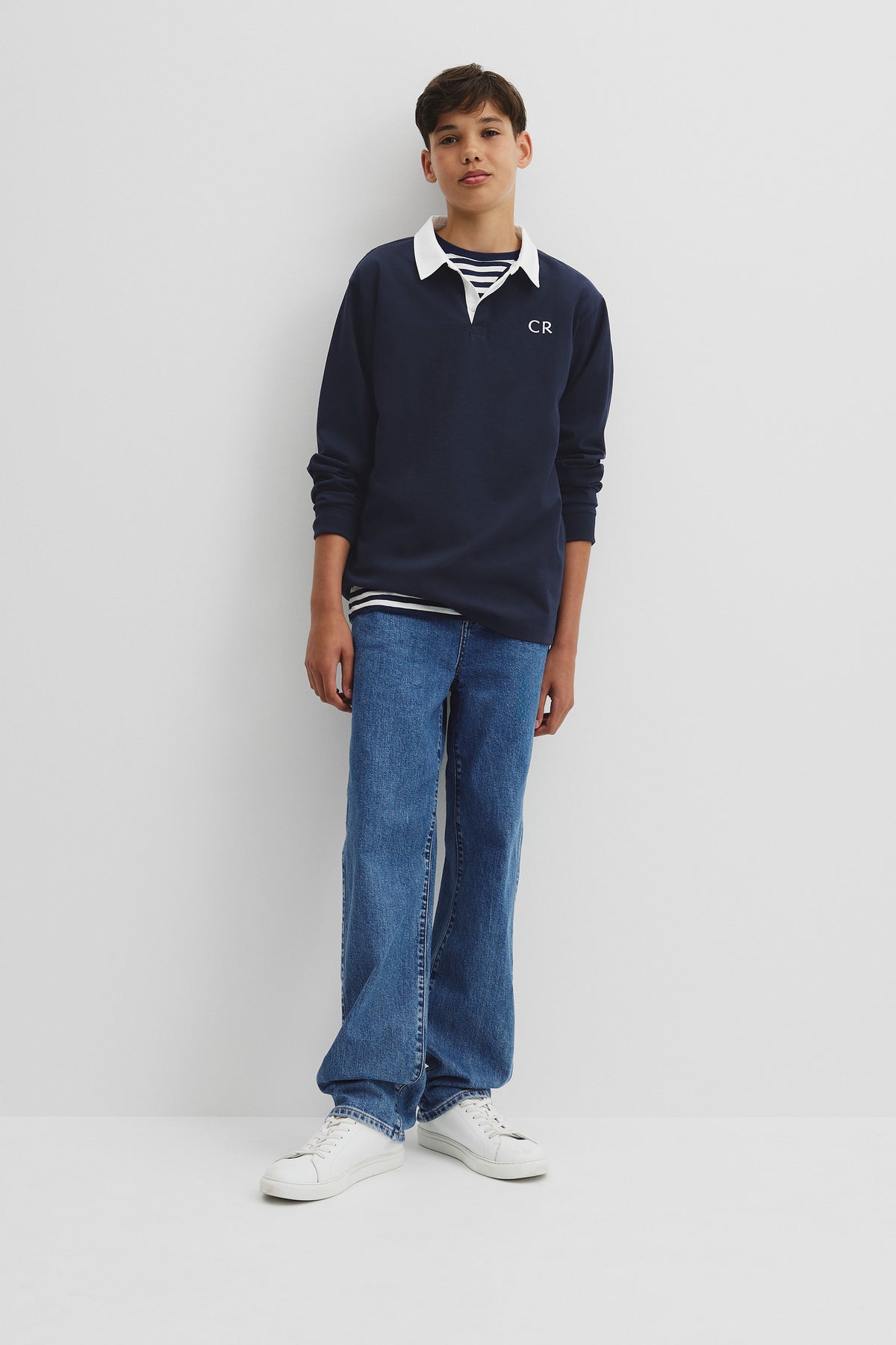 Teen Recycled Cotton Blend Long Sleeve Rugby T-Shirt