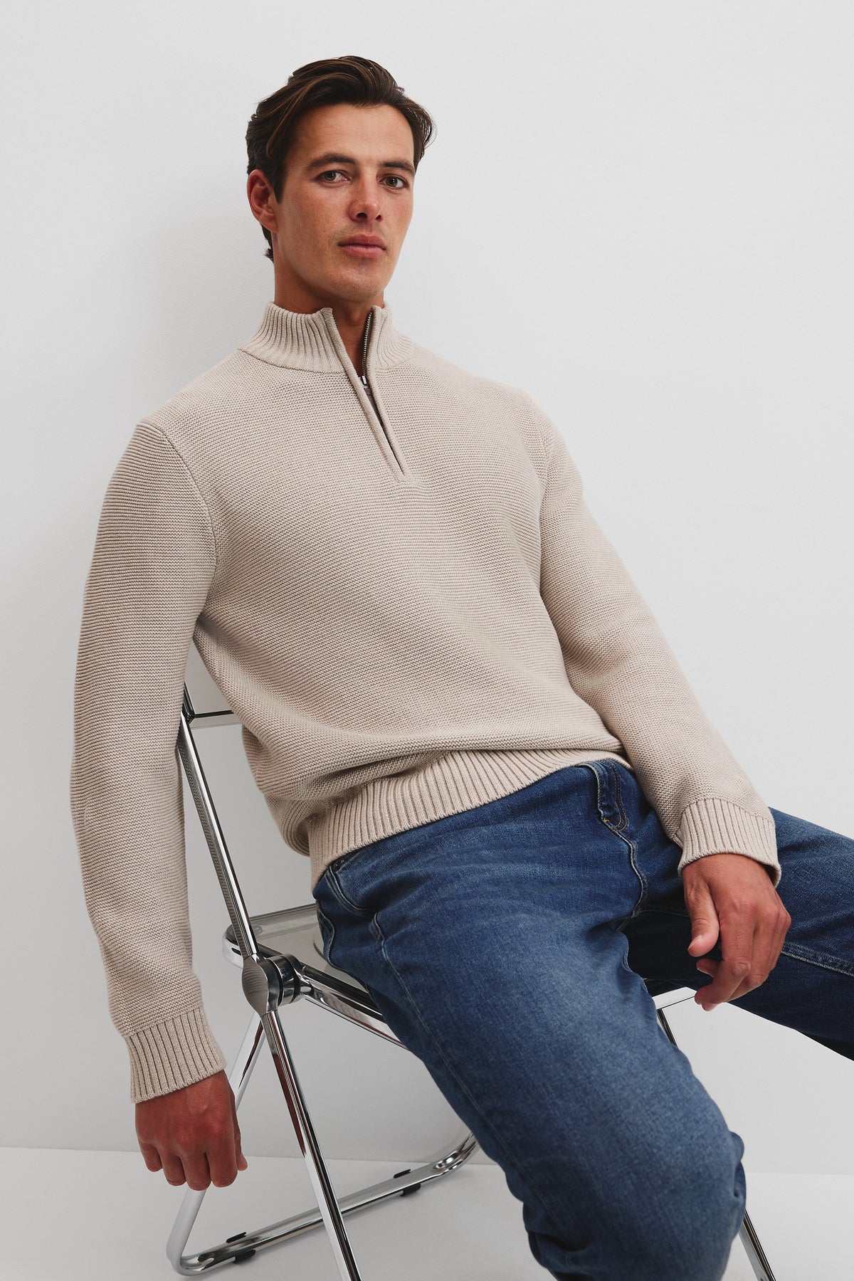 Cotton Half Zip Knit