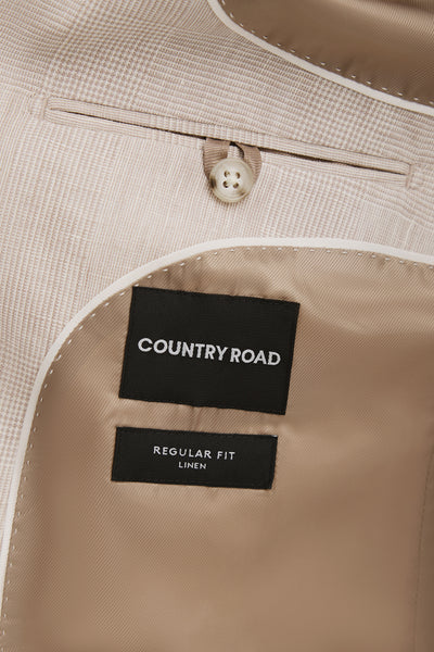 Regular Fit Linen Single Breasted Check Jacket