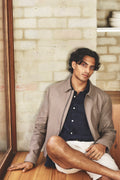 Cotton Linen Blend Zip Through Jacket