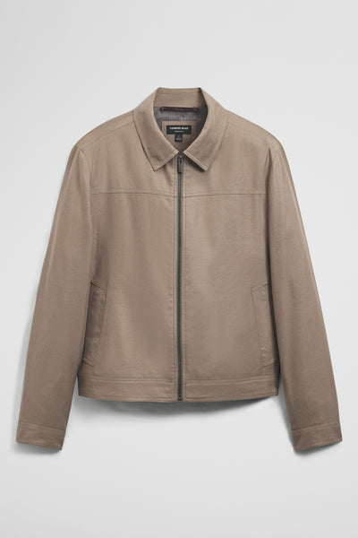 Cotton Linen Blend Zip Through Jacket