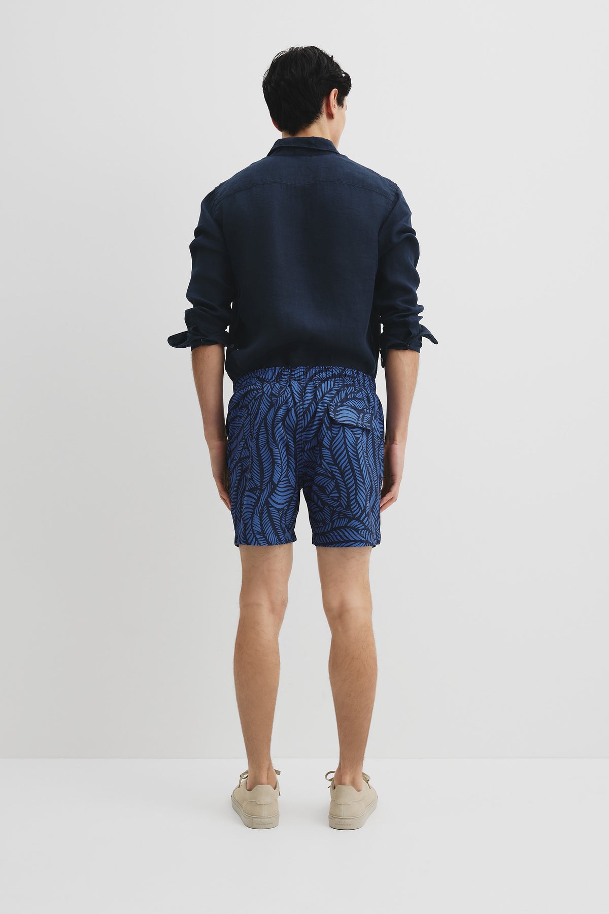 Recycled Polyester Leaf Print Swim Short