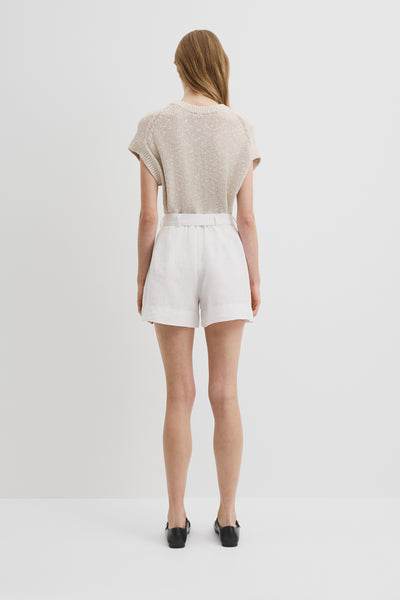 Organically Grown Linen Tuck Front Short