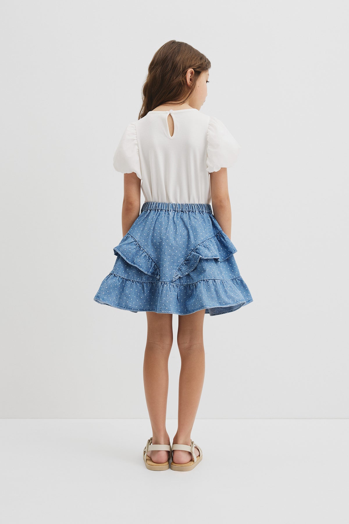 Cotton Frill Detail Mini Skirt