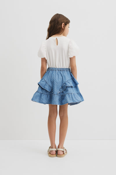 Cotton Frill Detail Mini Skirt