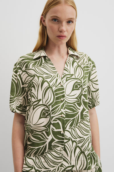 Print Short Sleeve Cupro Shirt