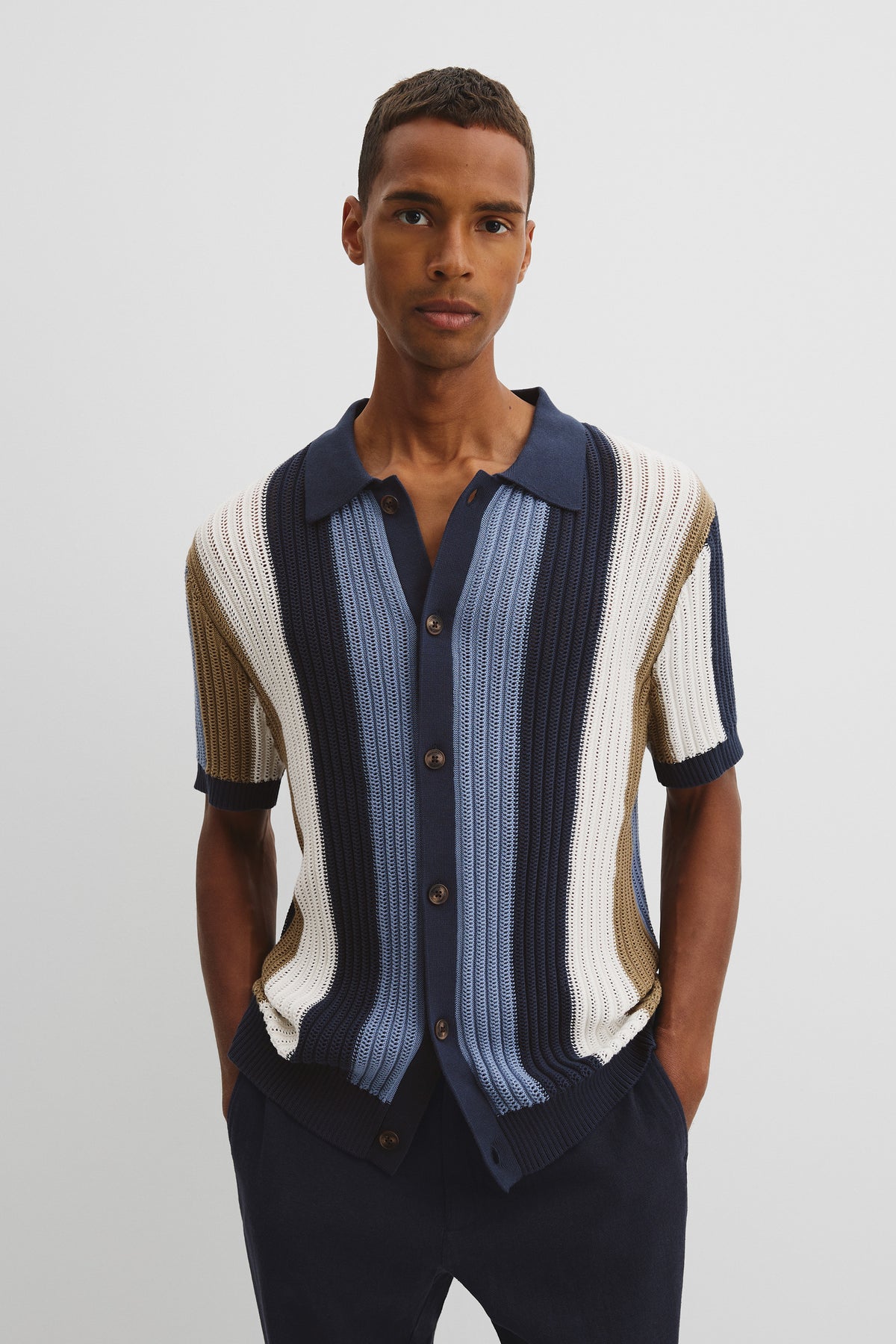 Oversized Australian Cotton Textured Stretch Knit Shirt