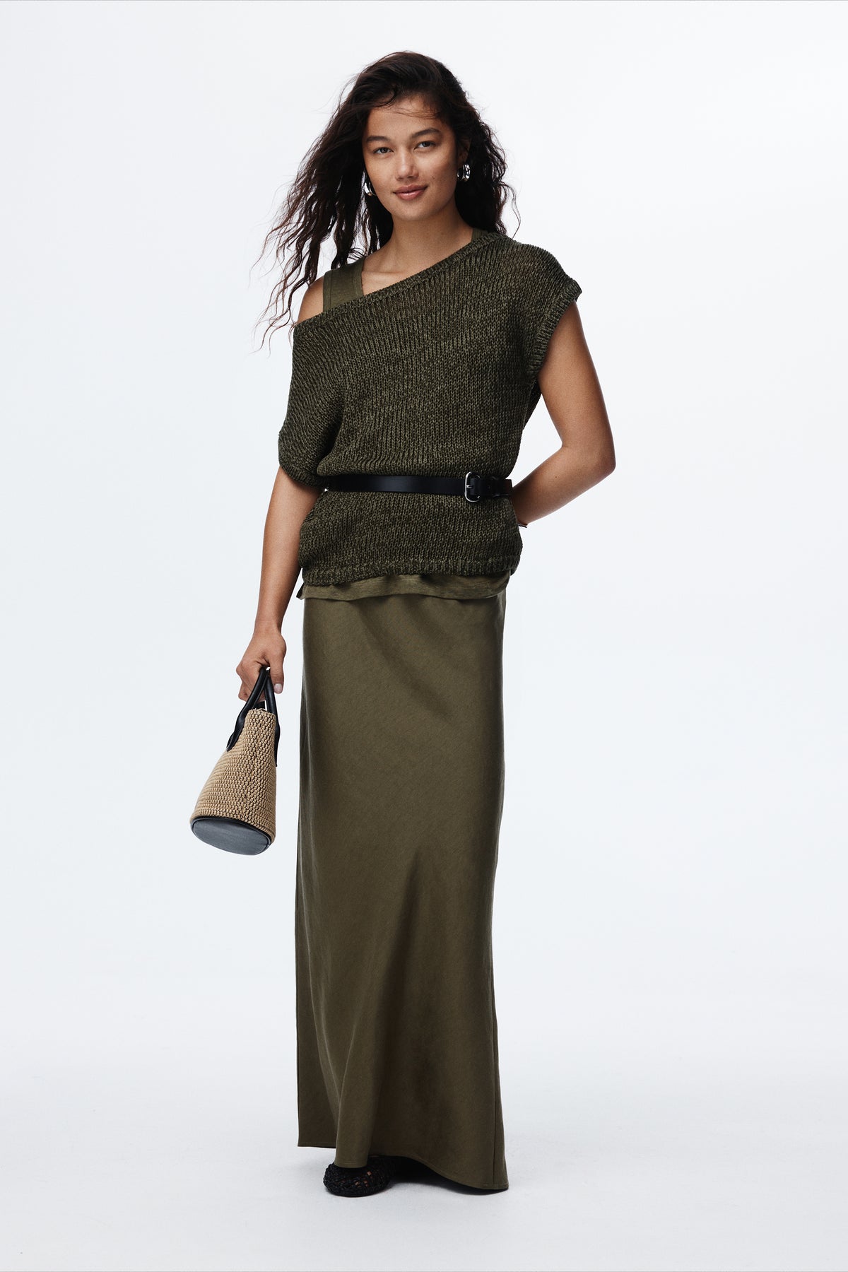 Asymmetric Tape Knit T-Shirt